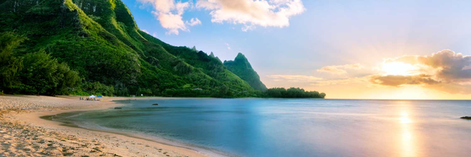 Sunset on beach in Hawaii